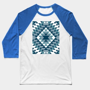 Blue Geometric Nordic Pattern Baseball T-Shirt